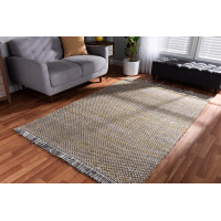 Baxton Studio Nurten-GoldGrey-Rug Baxton Studio Nurten Modern and Contemporary Yellow and Grey Handwoven Hemp Blend Area Rug